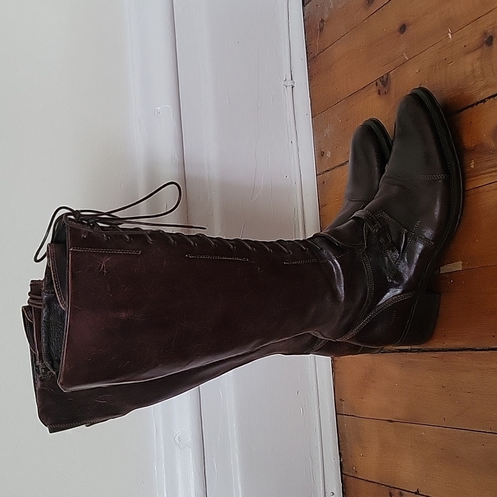 Tall Victorian steampunk lace-up boots